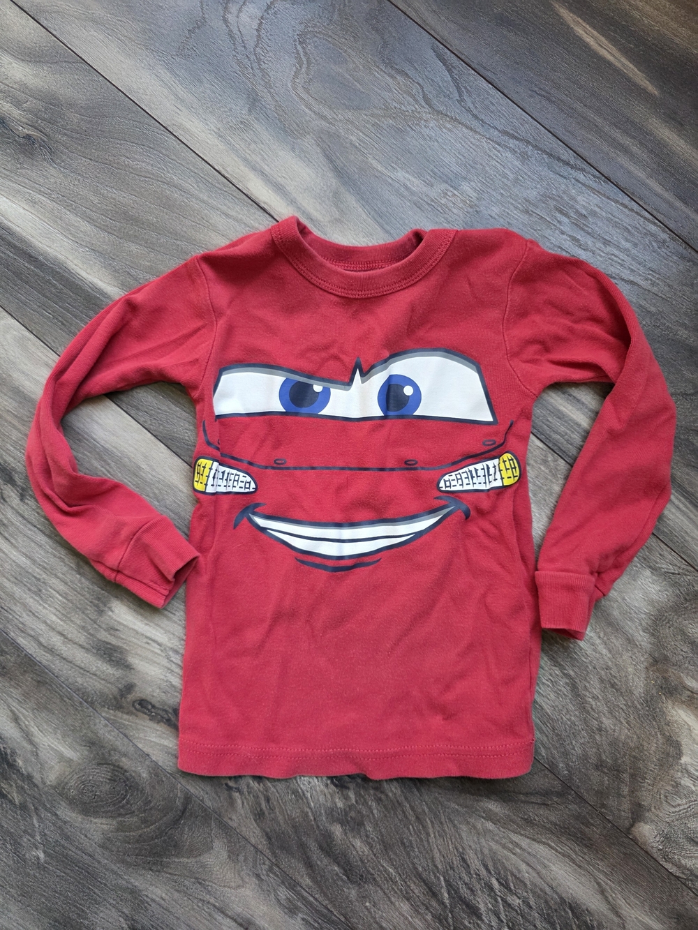 GAP Red Long Sleeve Lightning Car Face Pajama Top